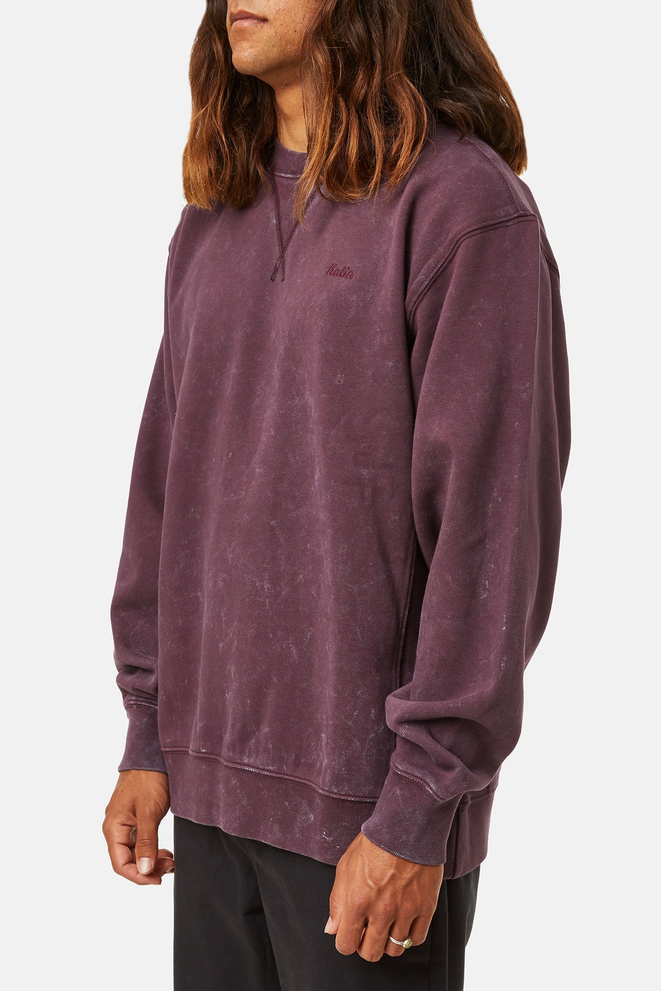 Katin Embroidered Solid Crew Neck Sweatshirt - Kelp red Mineral