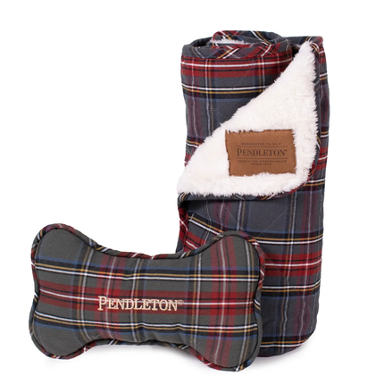 Pendleton Plaid Throw + Bone Combo Grey Stewart Plaid