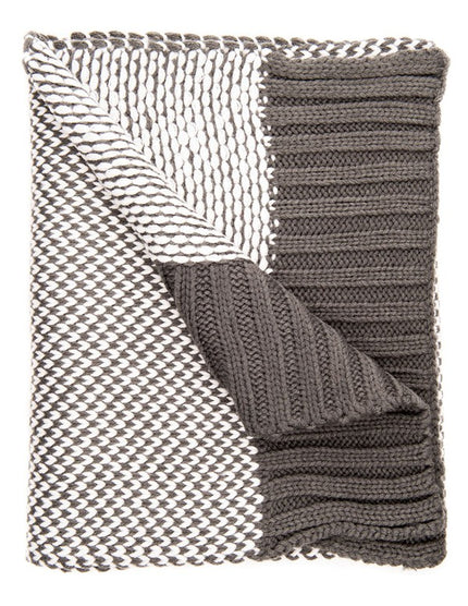 Winter Scarf - Manhattan - Dark Grey & White folded