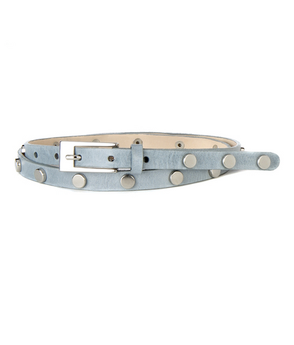 Brave 3207 Maja Skinny Stud Leather Belt - Powder Blue front