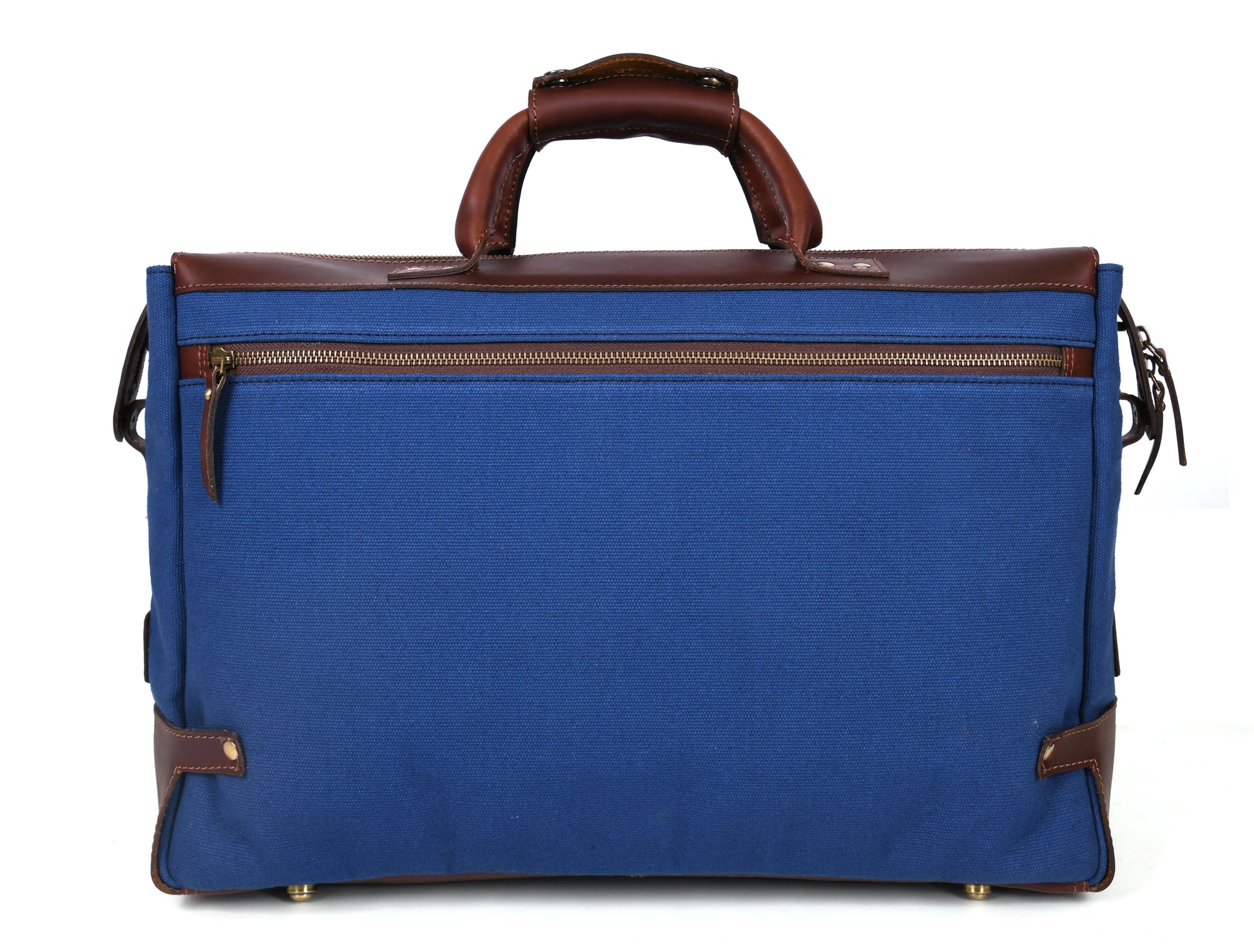 Leather Canvas Travel Bag - Blue back