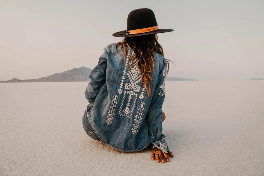 Driftwood X Rachelle M. Free Spirit Heritage Denim Shirt Entire Back 2