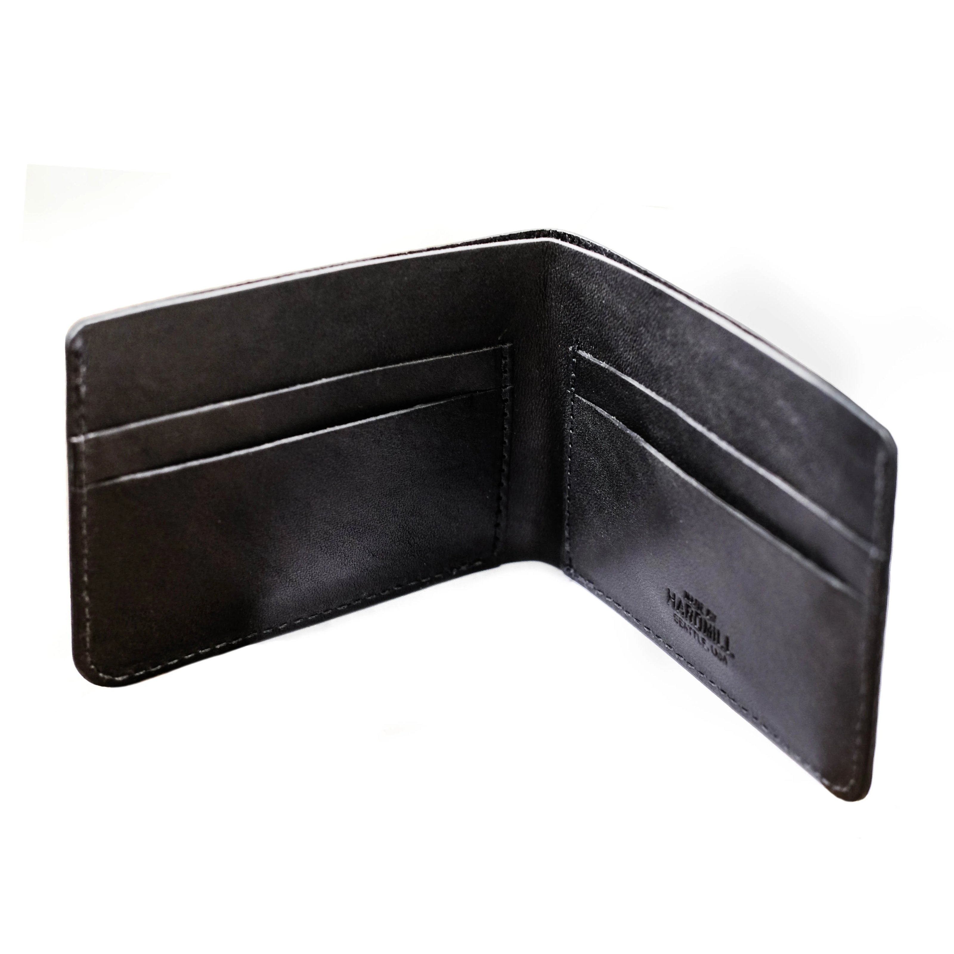 Bi-Fold Wallet - Leather - Black (Burnished) open