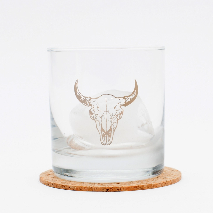 Cow Skull Rocks Glass stock