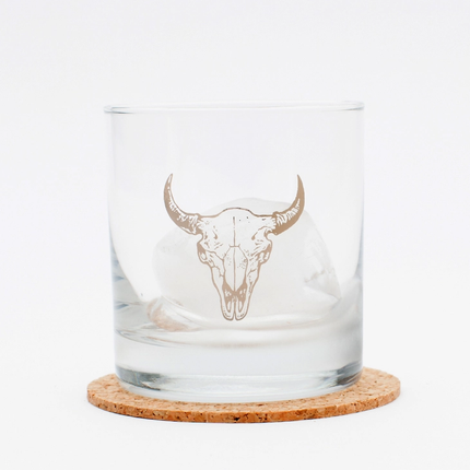 Cow Skull Rocks Glass stock