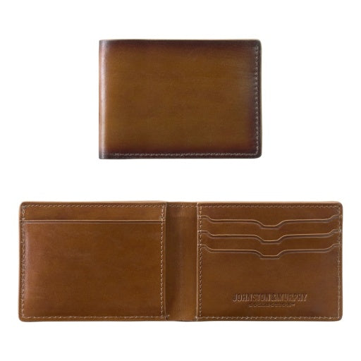 Johnston & Murphy Slim Wallet Antique Brown Leather