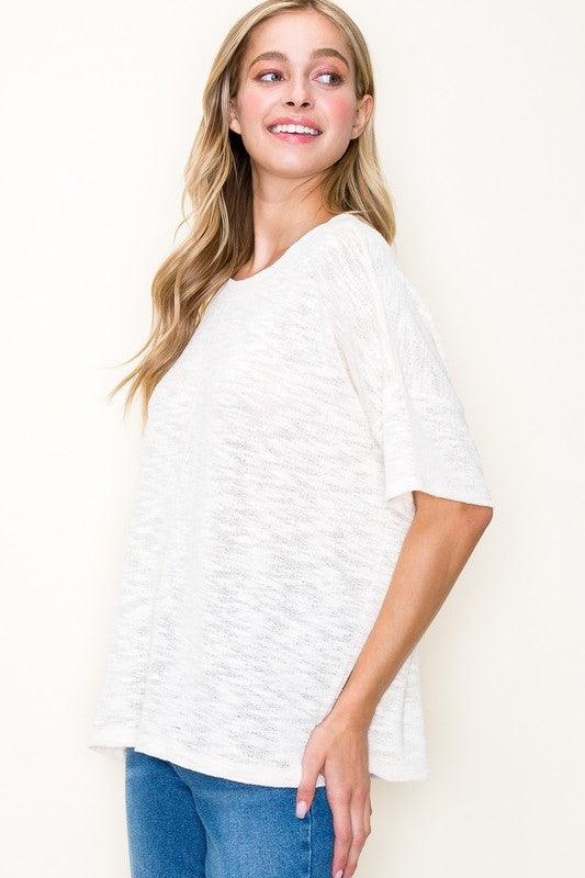 Olivia Half Sleeve Solid Top | Cream profile