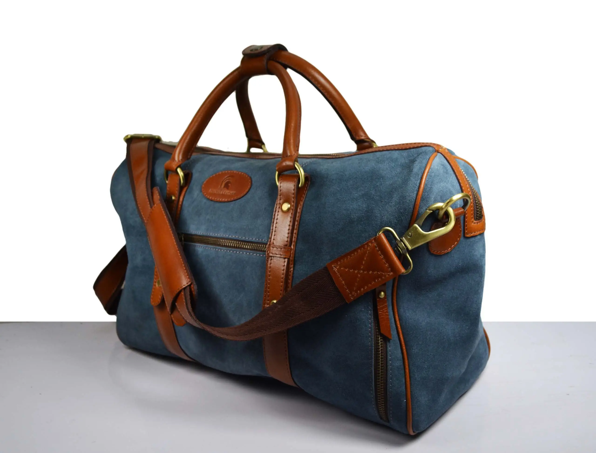 Canvas Weekender Bag over Night Travel - Blueish grey Side