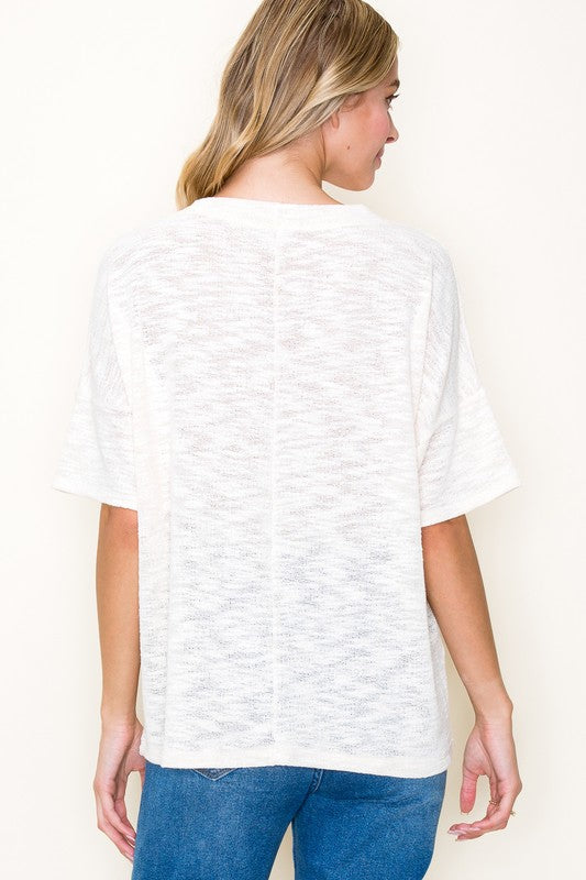 Olivia Half Sleeve Solid Top | Cream back