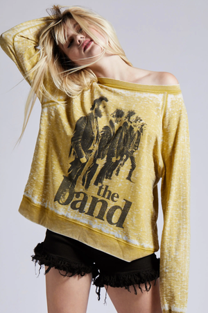 Recycled Karma The Band Burnout Sweater - Mustard front