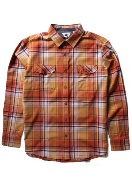 Vissla Mens Central Coast LS Flannel | Gold Coral