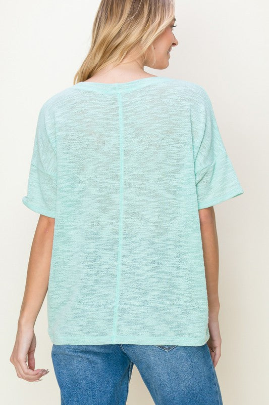 Olivia Half Sleeve Solid Top | Mint back