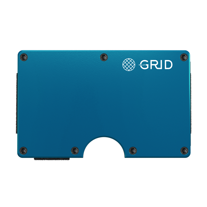 The Minimalist Grid Wallet - Blue Aluminum front