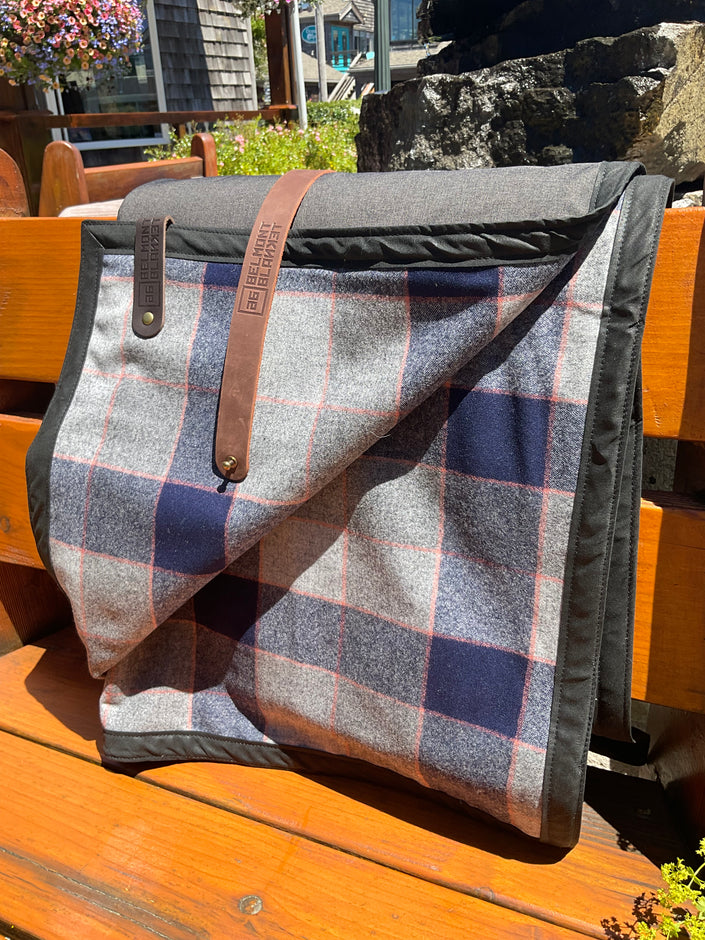 The Legacy Blanket with Pendleton Tartan | Grey, Blue and Red Fold Over