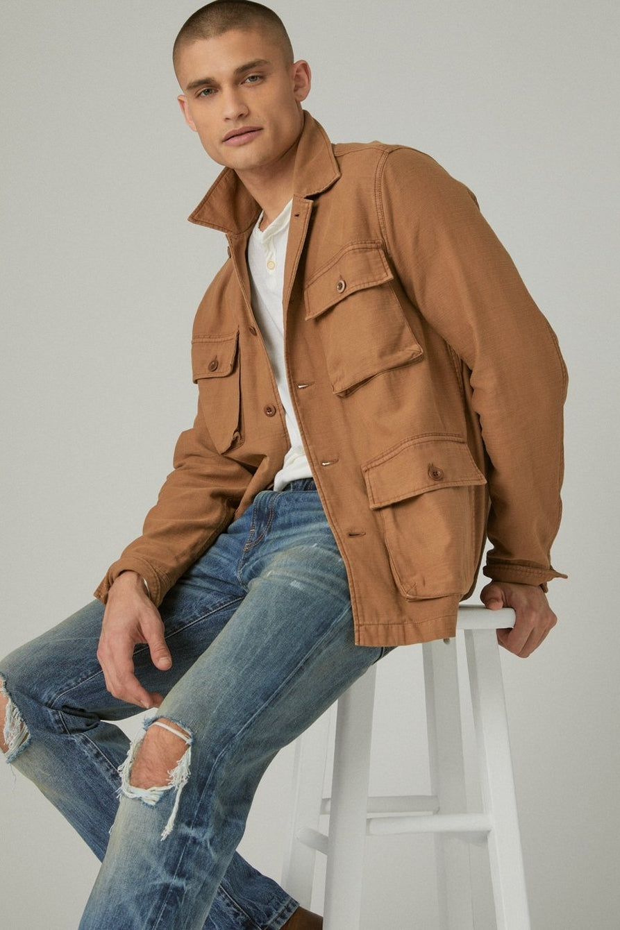 Lucky Brand Slub Twill Millitary Jacket  | model