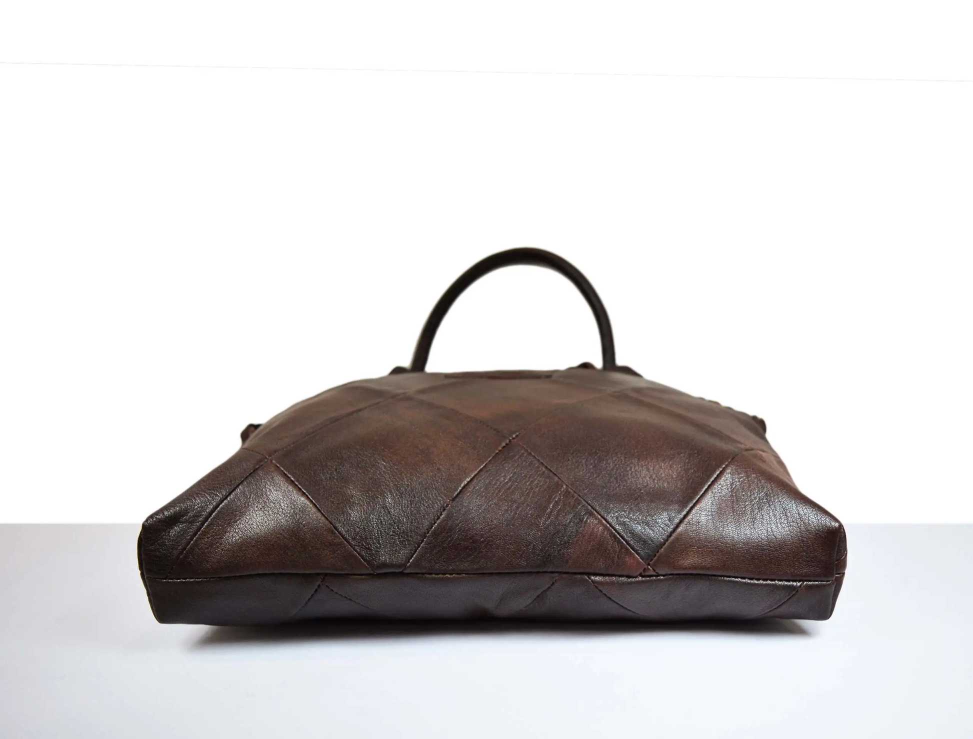Leather Handbag - Top Handle Shoulder Bag Walnut Brown bottom