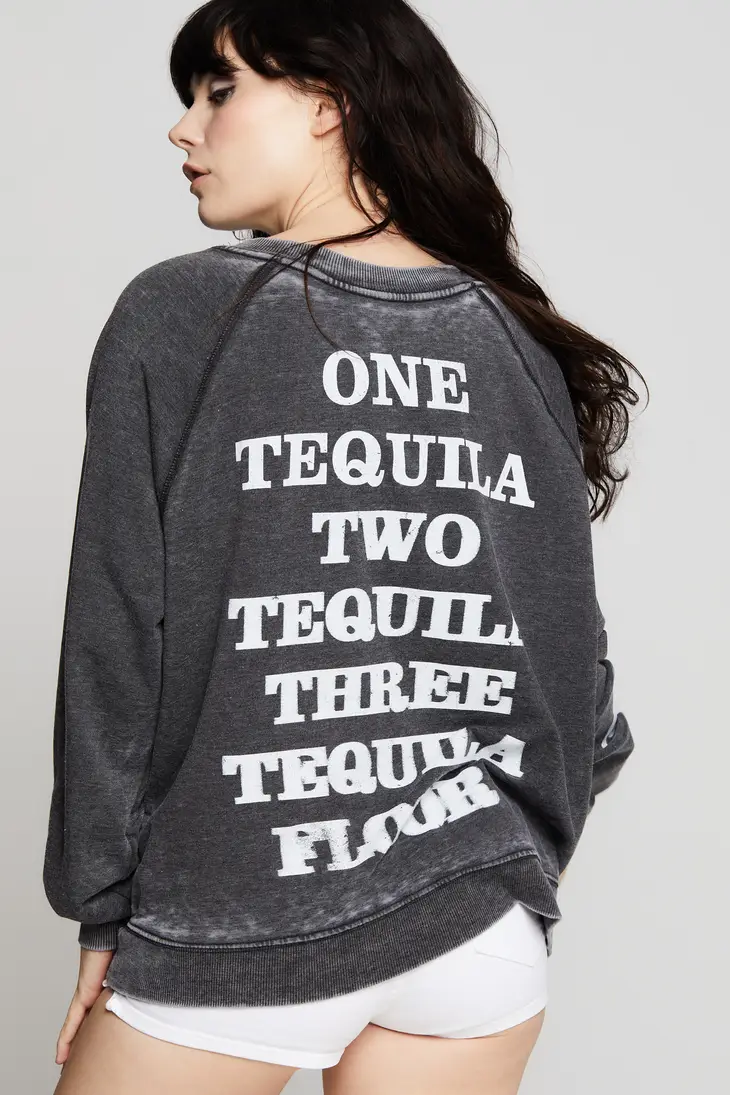 Recycled Karma Tequila For Favor Graphic Sweatshirt - Black back
