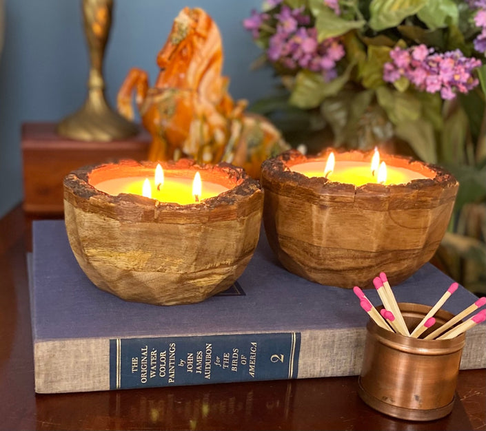 Himalayan Endurance Wood Bowl Candle | Tobacco Bark display