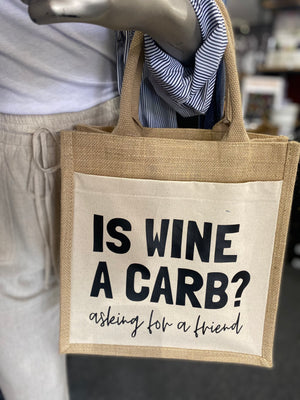 Is Wine A Carb? Jute Tote Bag - Medium