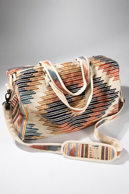 Boho Travel Bag - Ethnic Navajo Design - Handwoven from store Fully Fine Cotton