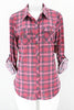 Yenisa Rolled Sleeve Flannel Plaid Shirt | Mauve Black