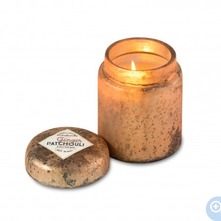 Himalayan Mountain Fire Glass Candle - Ginger Patchouli front