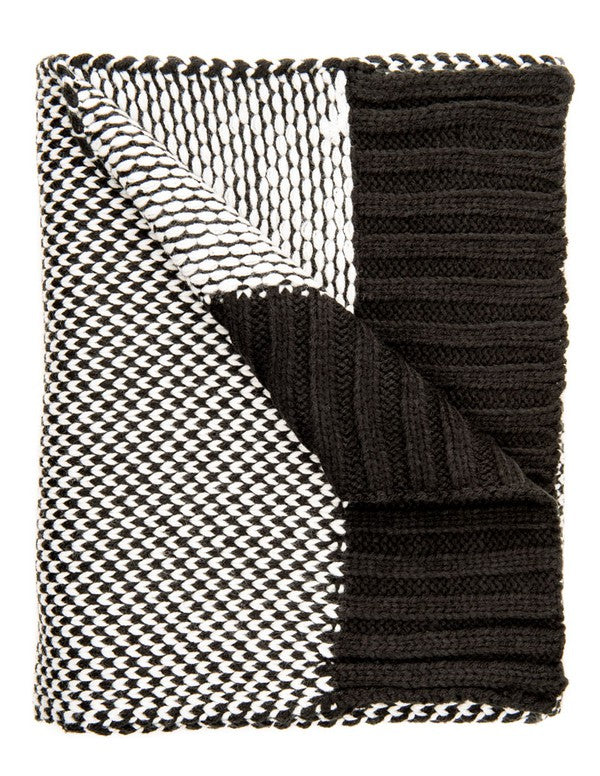 Winter Scarf - Manhattan - Black & White folded