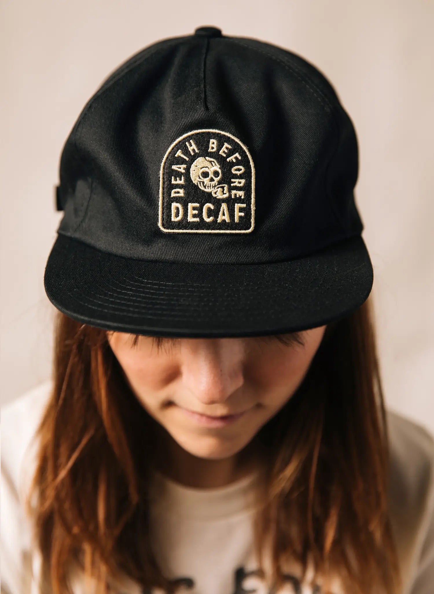 Death Before Decaf Hat - Black Pose 1