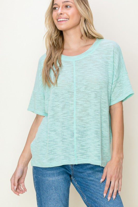 Olivia Half Sleeve Solid Top | Mint front 2