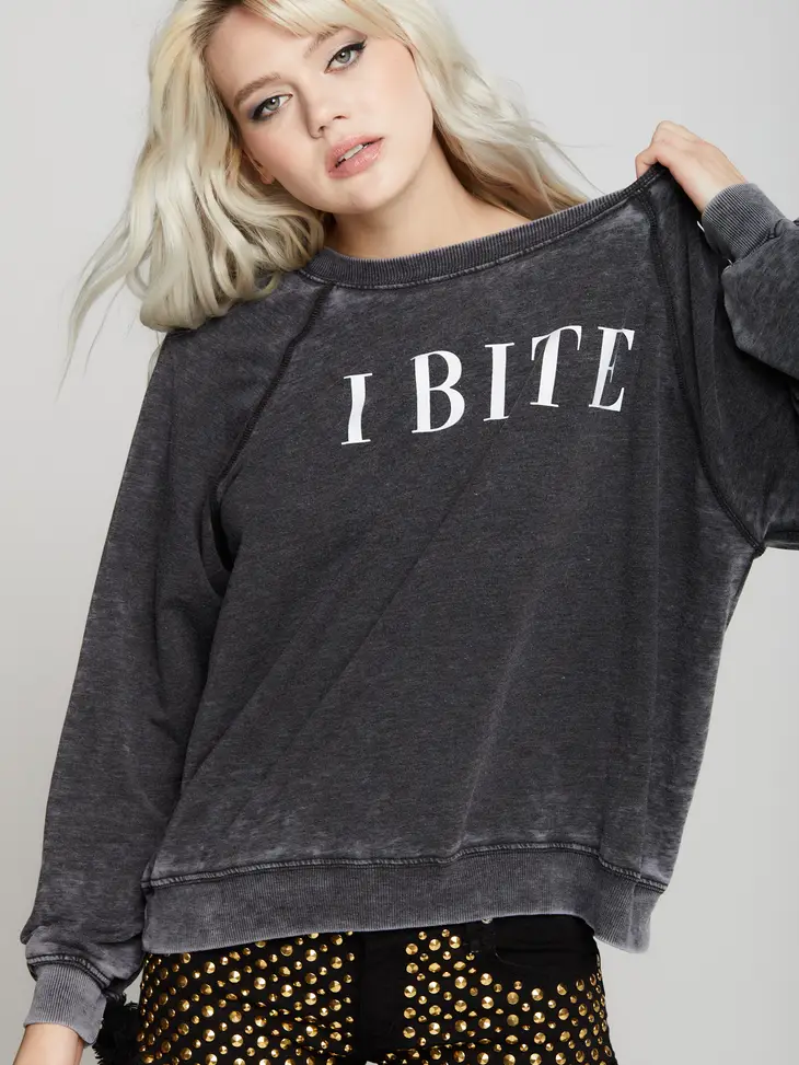 Recycled Karma I Bite Sweater | Black model