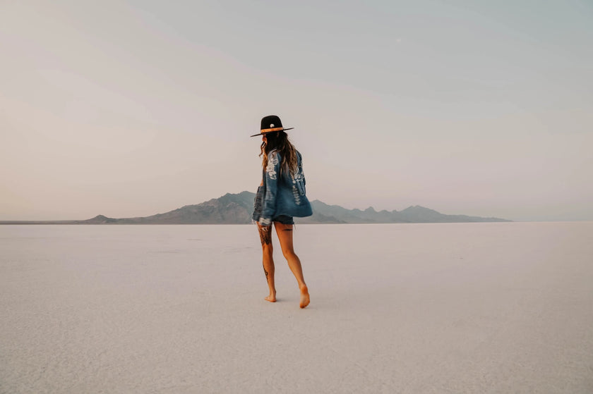 Driftwood X Rachelle M. Free Spirit Heritage Denim Shirt Side Back Pose