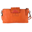 Genuine Leather Daisy Fold Secure Handbag w/ Sling - Marion - Orange Back