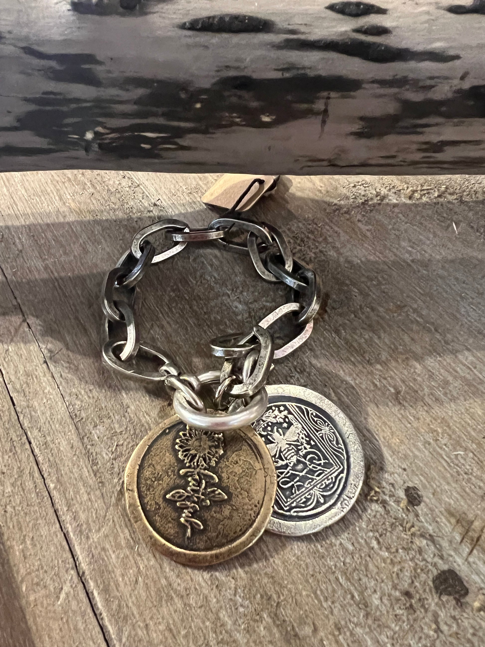 Paula Carvalho's Bee Bracelet Silver Chain With Gold & Silver Coin