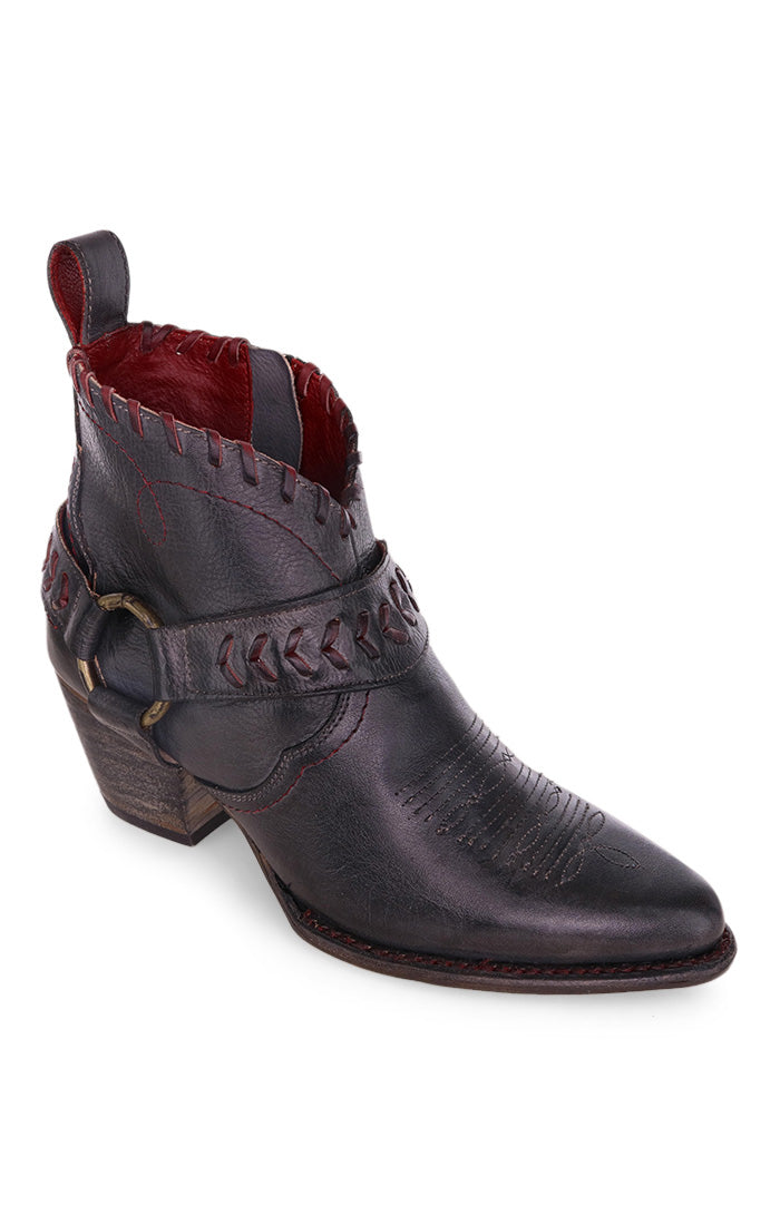 Bed|Stu Tania Classic Short Bootie - Black Scarlet Rustic front