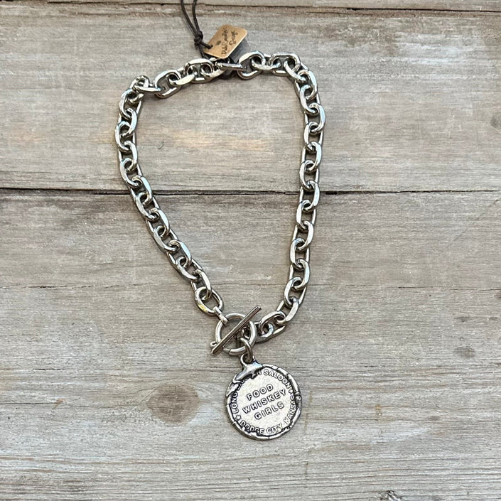 Paula Carvalho Whiskey Coin Necklace front