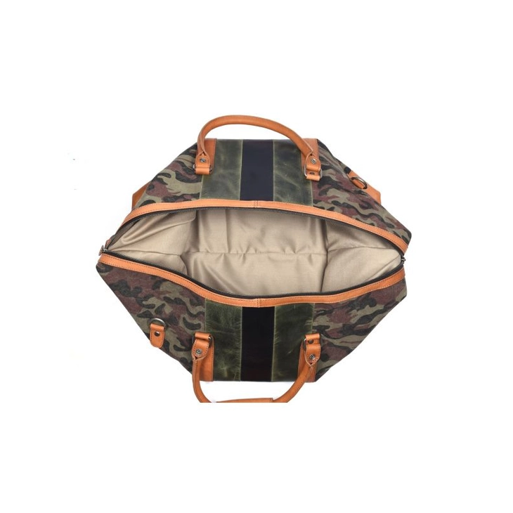 Durham Camouflage Travel Bag - Camo Green Open Front